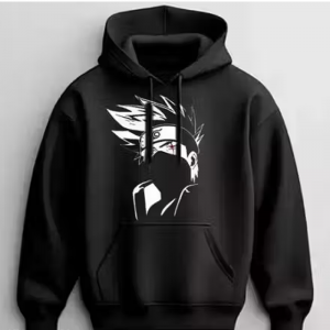 Trendy Black Hoodie for Men with Anime Print | Stylish Winter Wear Sweatshirt