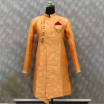 Beige Silk Blend Majestic Sherwani with Pyjama For men
