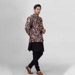 Black Ethnic Jacket Kurta Set